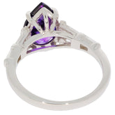 Pear Purple Amethyst Sterling Silver Ring showcasing a brilliant gemstone and elegant design from the side.